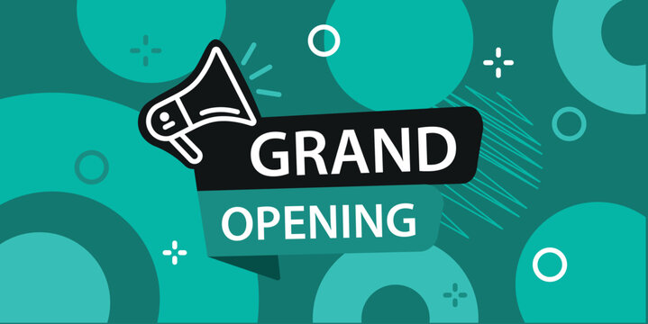 Bold and Eye-Catching Grand opening Vector Graphic Featuring Stylish Fonts, Dynamic Poster Layout, and Trendy Advertisement Design