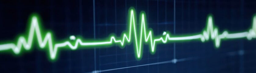 Green Heartbeat Pulse Line on Dark Background in Medical Concept