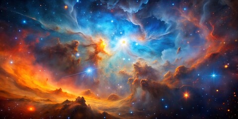 Fototapeta premium Vibrant Nebula with Stars and Cosmic Dust Clouds in Deep Space