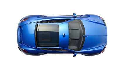 Blue Car Top View Isolated on Pure White Background &ndash; High-Quality PNG Clipart for Design and Mockups