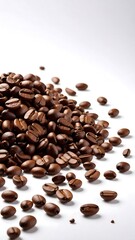 Obraz premium Roasted Coffee Beans Pile on White Background.