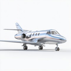 Chrome Private Jet Airplane Luxury Air Travel Transportation Vehicle