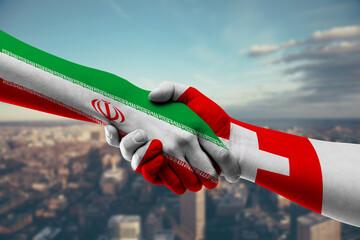 Shaking hands Iran and Switzerland