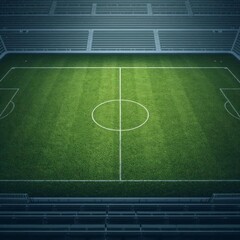Obraz premium Top-Down View of Professional Football Pitch with Green Turf