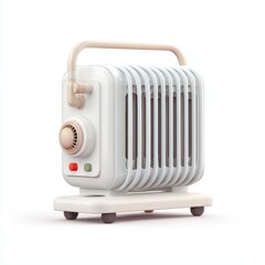 Retro Styled White Electric Oil Filled Radiator Heater with Carry Handle for Home Warming