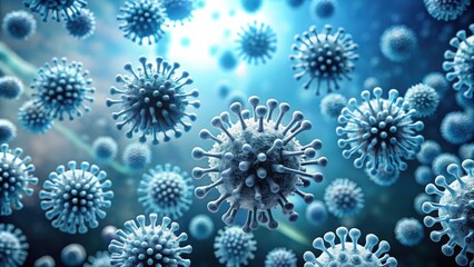 Microscopic View of Numerous Viral Particles in a Cellular Environment