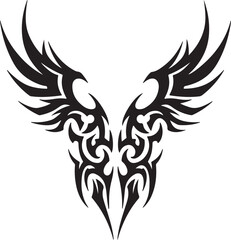 Obraz premium Tribal Wings Tattoo Design with Black Ink on White Background vector illustration
