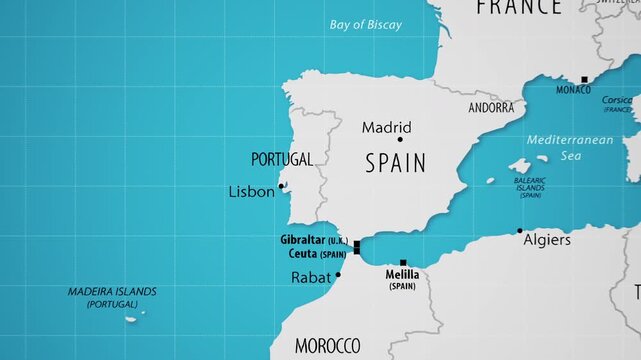 Portugal on the World Map with Animated National Flag