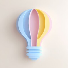 Obraz premium Pastel Lightbulb Hot Air Balloon Design Idea Concept Illustration A colorful and creative 3D rendering