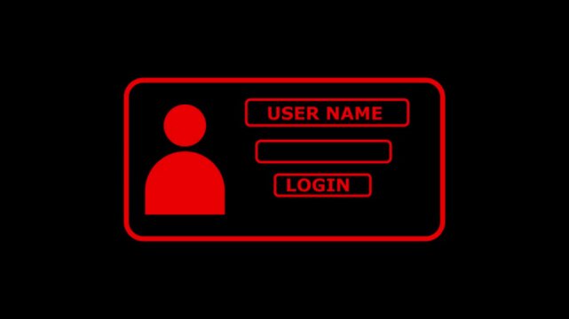 User-name and password fields icon animation.Includes fields for account creation, user ID, password, identity verification concept,,,4k