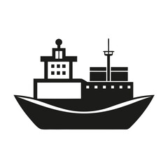 Obraz premium cargo ship silhouette vector icon on white background