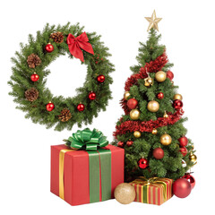 Festive Christmas-themed illustration isolated on transparent background  
