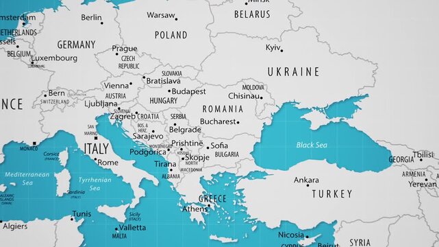 Romania on the World Map with Animated National Flag