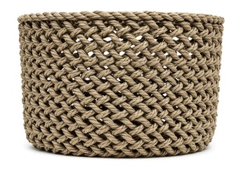 Artisanal woven rope basket, handcrafted storage solution, rustic home decor