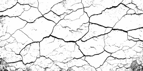 Black and white texture of cracked and abstract grunge texture effect old concrete faded wall dry surface patterns background.
