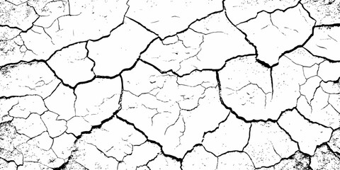 Black and white texture of cracked and abstract grunge texture effect old concrete faded wall dry surface patterns background.

