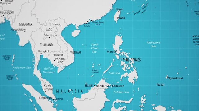 Philippines on the World Map with Animated National Flag