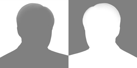 Silhouette of a young man. Male avatar. Social media icon. Set silhouette isolated on white