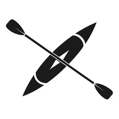 kayak silhouette vector icon on white background
