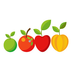 Vibrant assortment of stylized fruits showcasing fresh produce, food design, and healthy eating concepts with a focus on colorful illustrations for commercial use and creative projects.