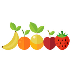 Fresh, vibrant fruit arrangement: Banana, orange, lemon, apple, and strawberry, perfect for healthy eating, food blogs, and colorful designs, creating a delightful visual appeal.