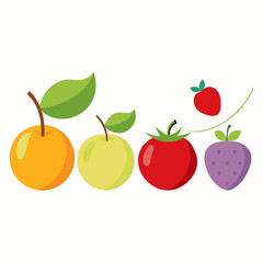 Fresh vibrant fruits and vegetables illustrations for healthy eating, dieting, food blogs, recipe books, advertising, or educational materials, perfect for design projects