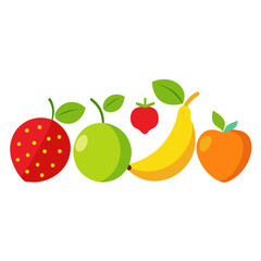 Fresh and vibrant assortment of cartoon fruits, perfect for healthy eating concepts, food blogs, or children's educational materials, sparking joy and promoting natural goodness.