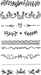 Fototapeta premium Set of hand drawn decorative flourishes and swirls for design projects
