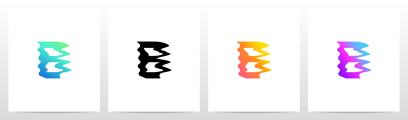 Obraz premium Distorted Liquid Liquify Reflection On Water Initial Letter Logo Design B