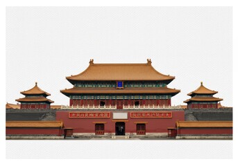 Obraz premium Monumental architecture of the Forbidden City in Beijing, China heritage