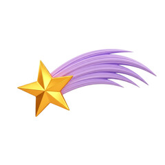 Obraz premium Golden star with purple trail streaks across the night sky as a celestial event transparent background