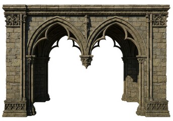 Obraz premium Majestic gothic stone arches form a grand entrance portal, isolated artwork