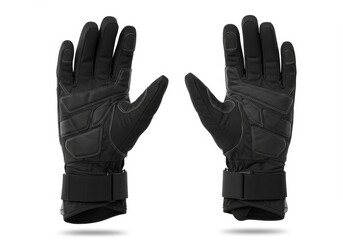 Pair of sophisticated black winter gloves with reinforced palm protectors