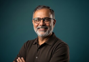 Obraz premium Smiling middleaged man with glasses and beard