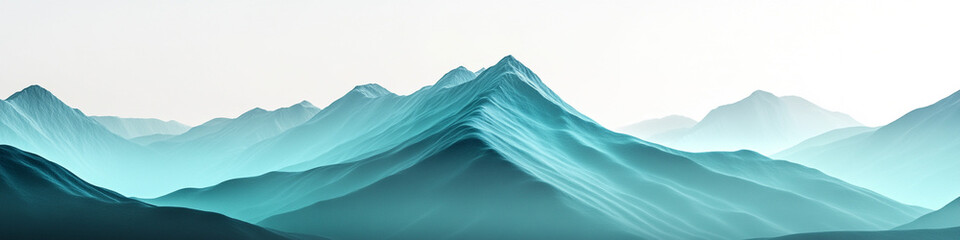 Minimalist icy mountain range with soft cyan and teal gradients