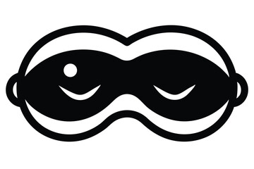 Cartoon Raccoon Mask Design in Black and White with Smiling Facial Expressions