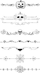 Obraz premium Halloween decorative borders collection with pumpkins, skulls, and webs for creative designs