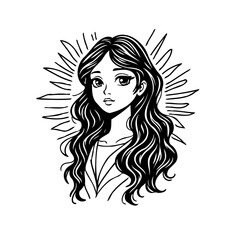 Serene beauty with radiant aura a captivating portrait of an enchanting young woman with flowing