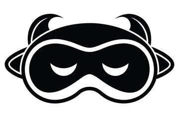 Cartoon Devil Mask Sleepy Eyes, Small Horns, Soft Pillow Graphic Illustration