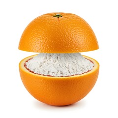 Orange split open showing natural supplement inside