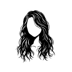 Wavy elegant hairstyle creation, isolated black vector illustration showcasing delicate details