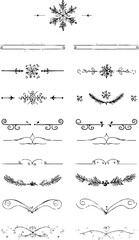 Obraz premium Set of hand drawn decorative winter pine ribbons for holiday design