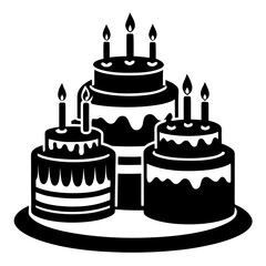 Birthday cakes vector clean black silhouette design white background