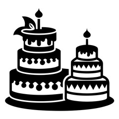 Birthday cakes vector clean black silhouette design white background