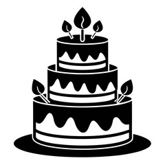 Birthday cakes vector clean black silhouette design white background