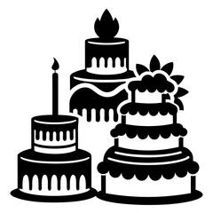 Birthday cakes vector clean black silhouette design white background