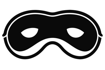 Black Carnival Mask with White Outline and Eye Holes, Traditional Disguise