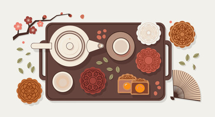 Mid Autumn Festival Celebration with Mooncakes and Tea