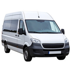 Family Passenger Van Angled Front View with Windows, Transparent Background