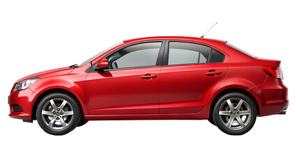 Red Car Side View Isolated on Pure White Background &ndash; High-Quality PNG Clipart